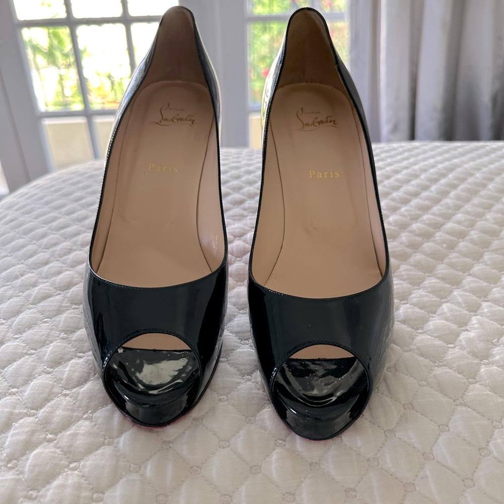 Christian Louboutin Black Patent Leather New Very Prive 100mm Heels – Size 42